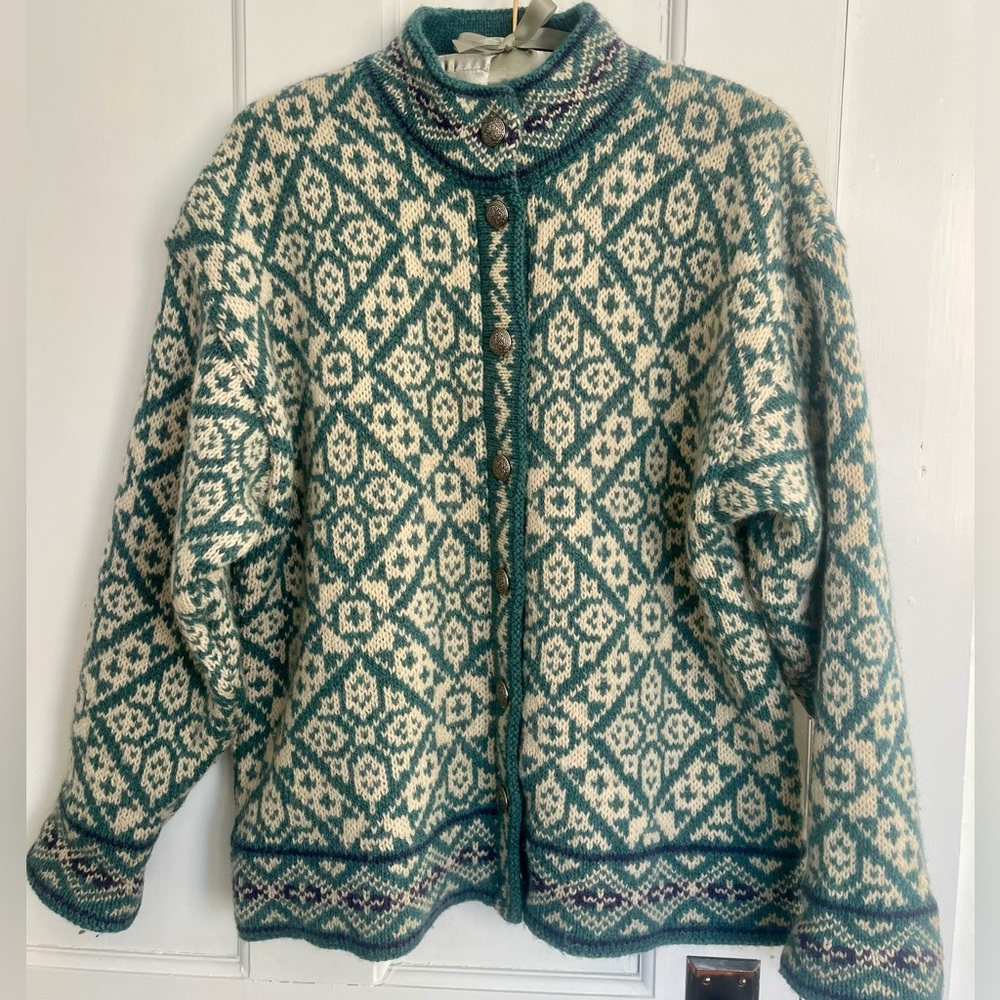 L.L. Bean Wool Nordic Cardigan - Made in U.S.A. Size M.